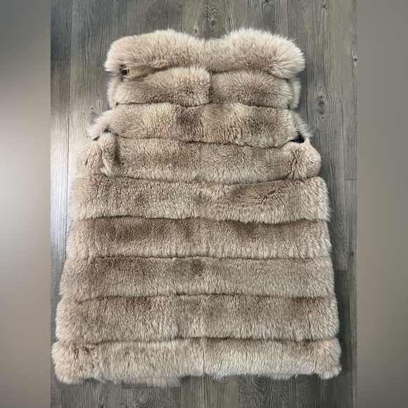 Custom $1K Real Fox Fur Plush Long Vest Gilet Jacket coat beige XL 12/14/16 mink - Picture 6 of 16